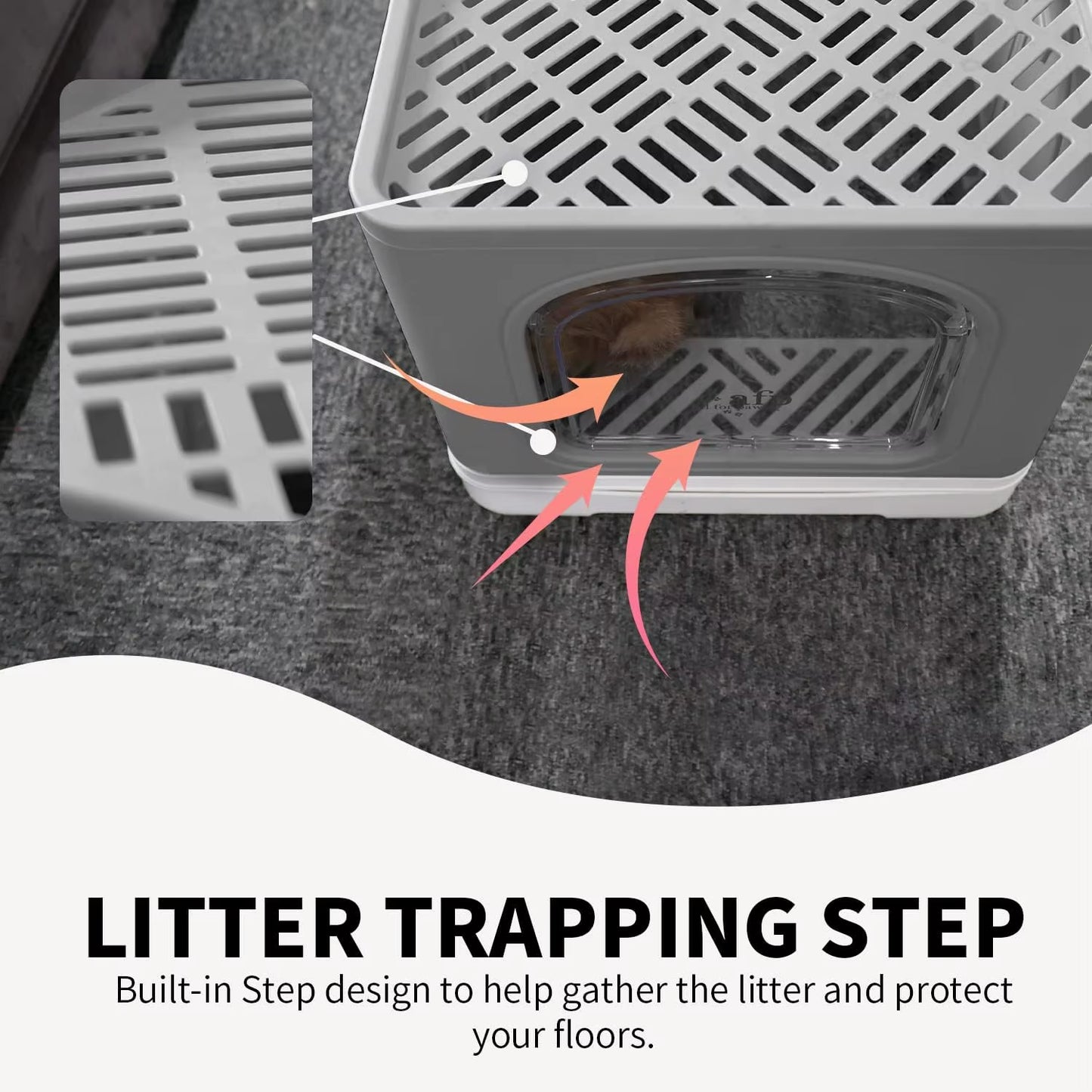 AFP Large Space Detachable Semi-Closed Enclosure Cat Toilet Furniture Grey Sand Color Foldable Cat Litter Box with Top Entrance