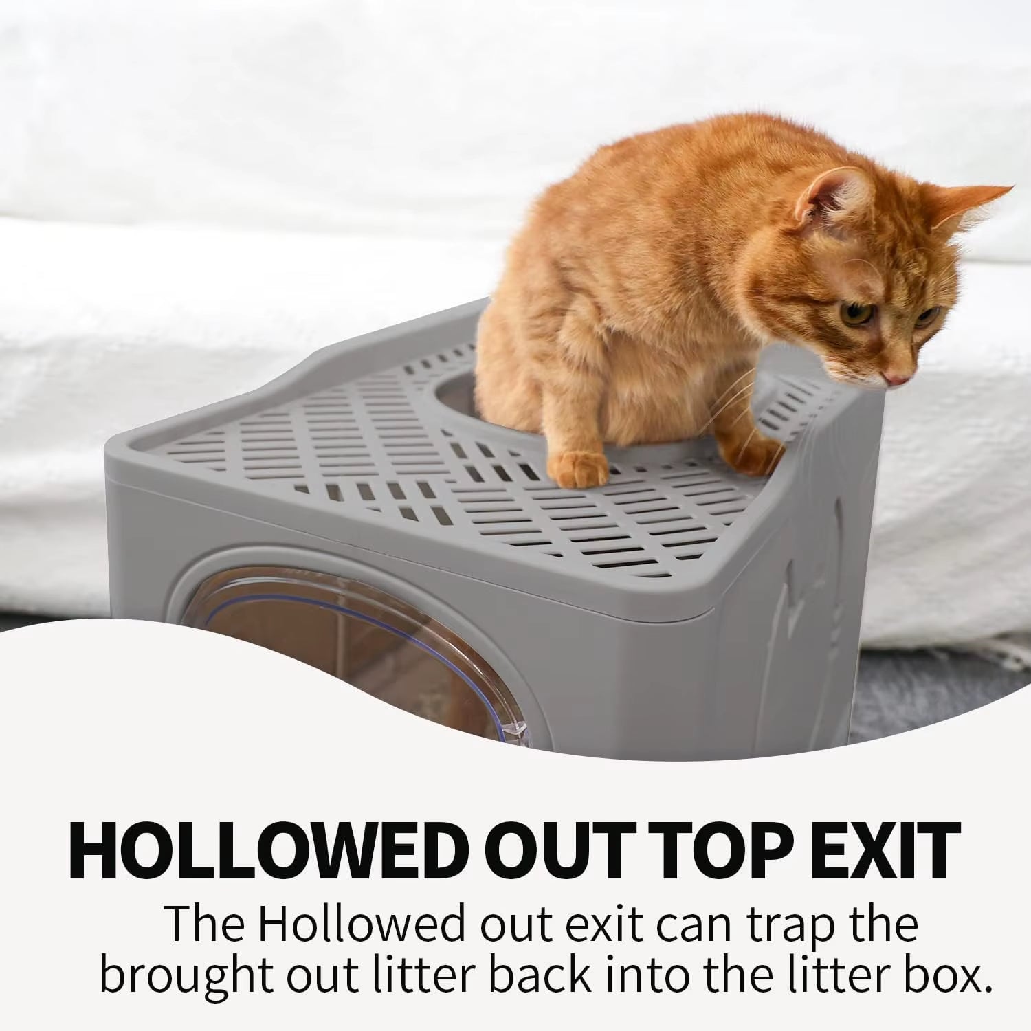 AFP Large Space Detachable Semi-Closed Enclosure Cat Toilet Furniture Grey Sand Color Foldable Cat Litter Box with Top Entrance